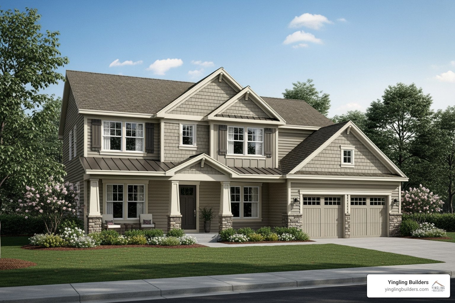 A beautiful two-story home featuring a newly constructed second-story addition, blending seamlessly with the original architecture. - home addition cost