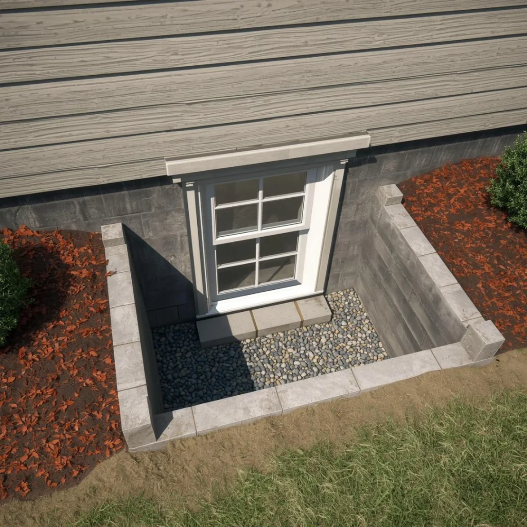 Egress window installation in a modern finished basement with natural light - Egress window installation